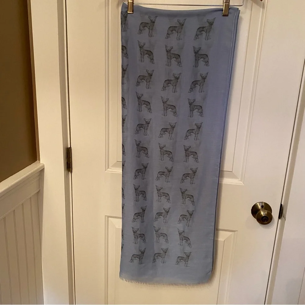 DOG EXHIBITOR SCARF WRAP BLUE BLACK CANINE DOG WHIMSY LARGE PASHMINA ACCESSORY